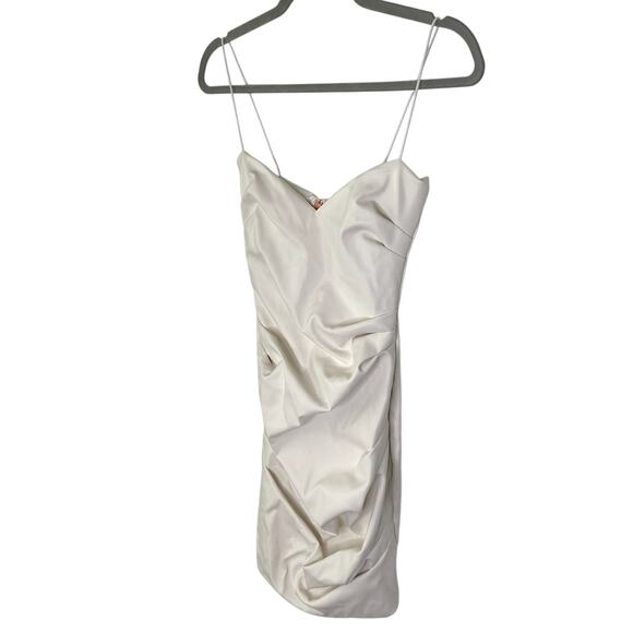 Nookie Rhea Faux Leather Mini Dress Ruched Sexy Party Clubbing White Size XS - Picture 5 of 13